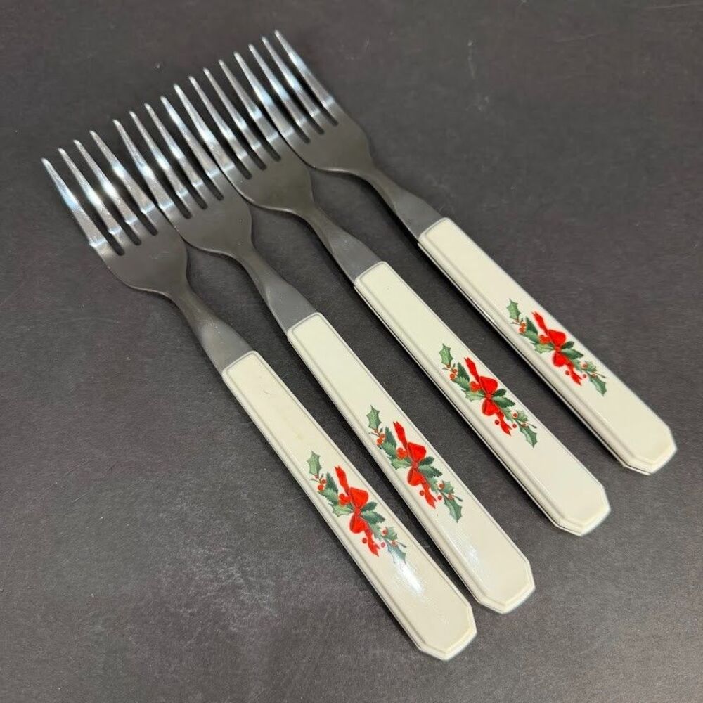 Set of 4 Vintage Pfaltzgraff Christmas Heritage 7 7/8" Dinner Forks